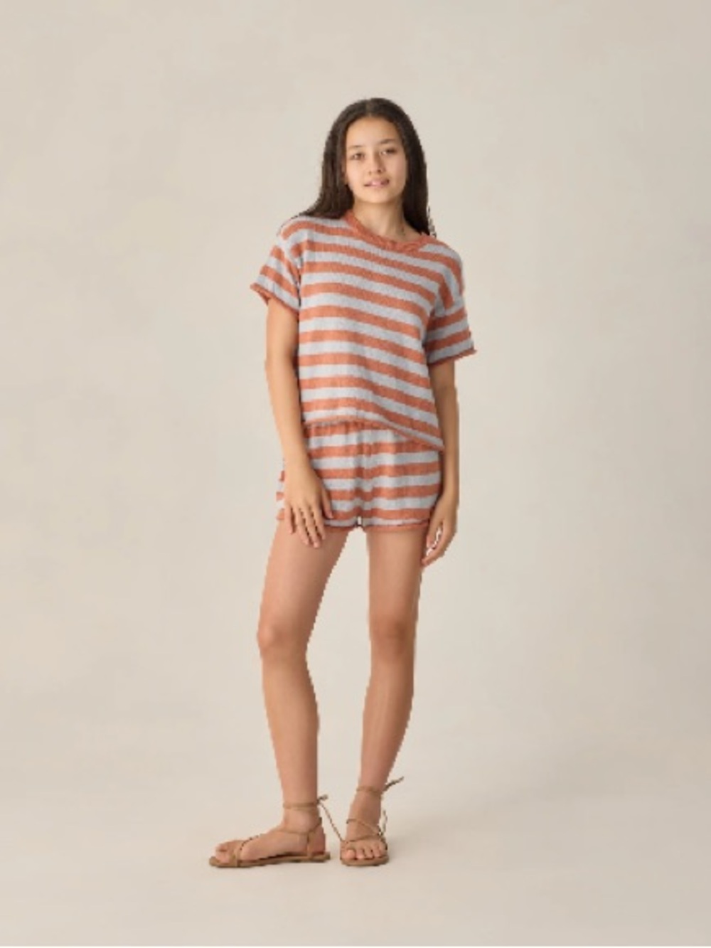 NWT Rylee + Cru Summer Knit Set - Poppy + Light Blue Stripe Size 16